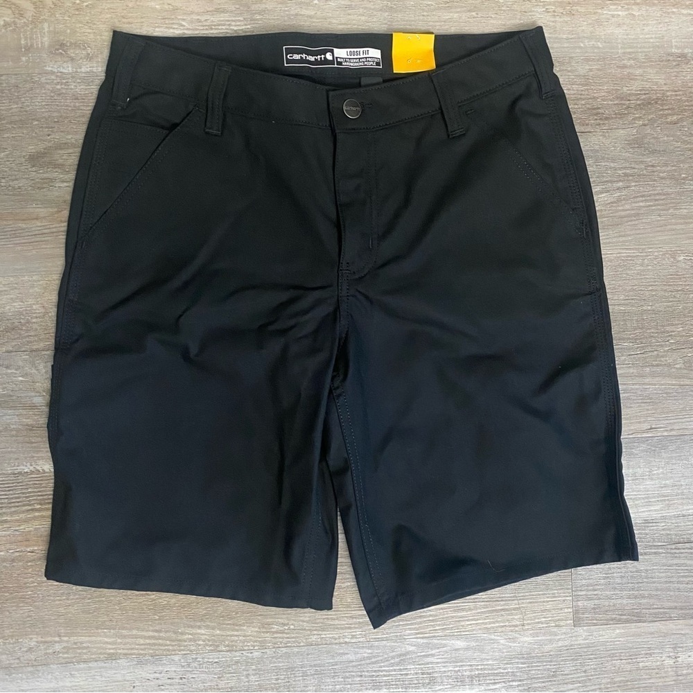 Carhartt Work Shorts 34 Loose Fit Canvas Utility Black Rugged Pockets
